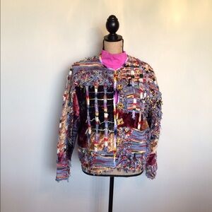 Uniquely Artistic Resurrected Sandy Starkman Multi-Textural Bomber Jacket